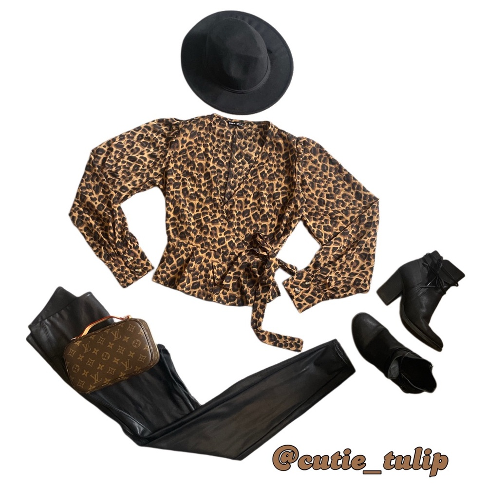 Leopard Print Long Sleeve Blouse